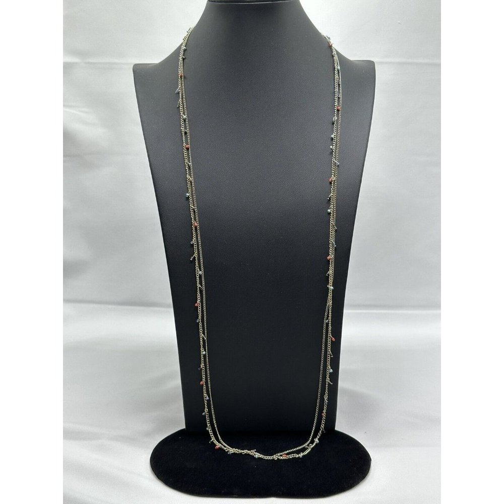 Multi Colored Bead Necklace Will Be Chic And Sophisticated Double Gold Tone